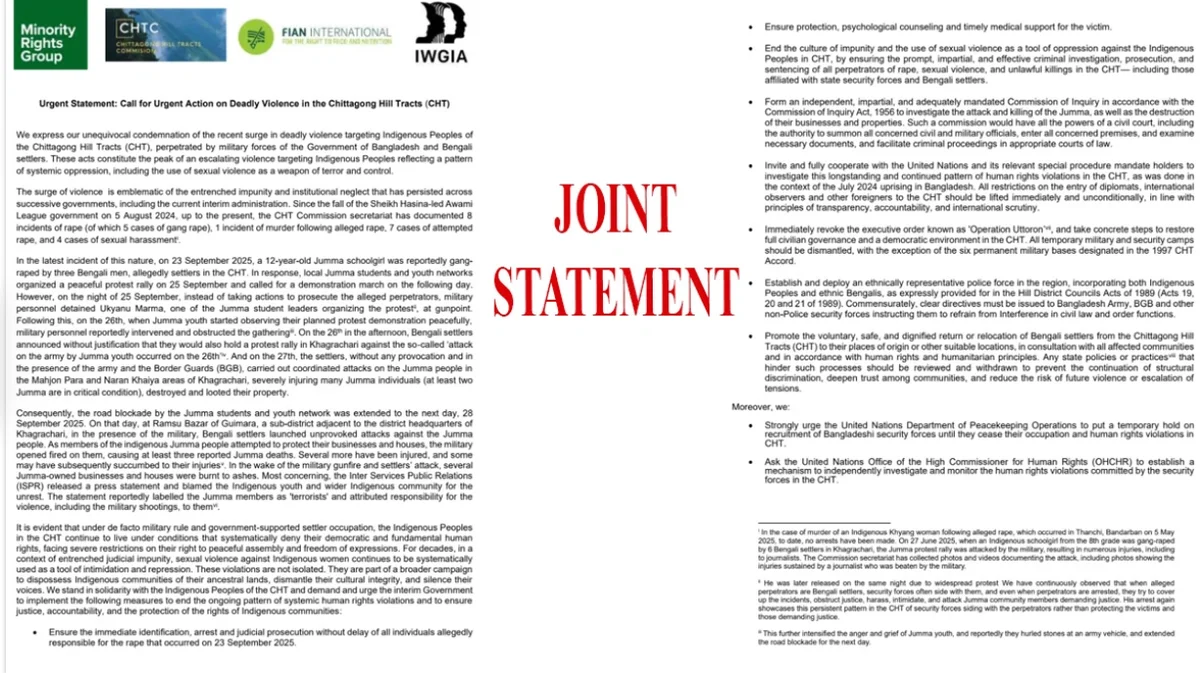 International Rights Groups Condemn Surge in Violence Against Indigenous Peoples in CHT