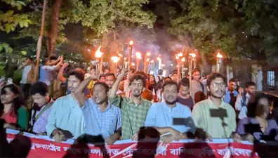 Torch Procession Demanding Cancellation of Trade Agreement with the United States
